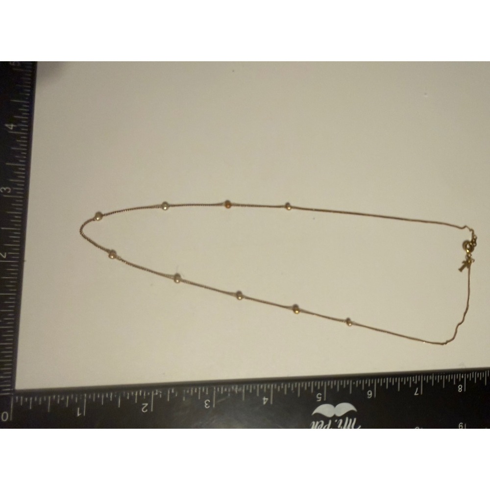 Vintage Trifari Gold Tone Faux Pearl Station Necklace 16 Inch‎ T Tag Minimalist
